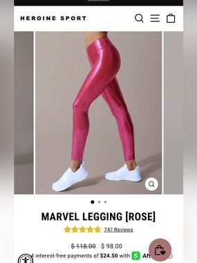 Heroine Sport Girls Metallic Wine Red Leggings
